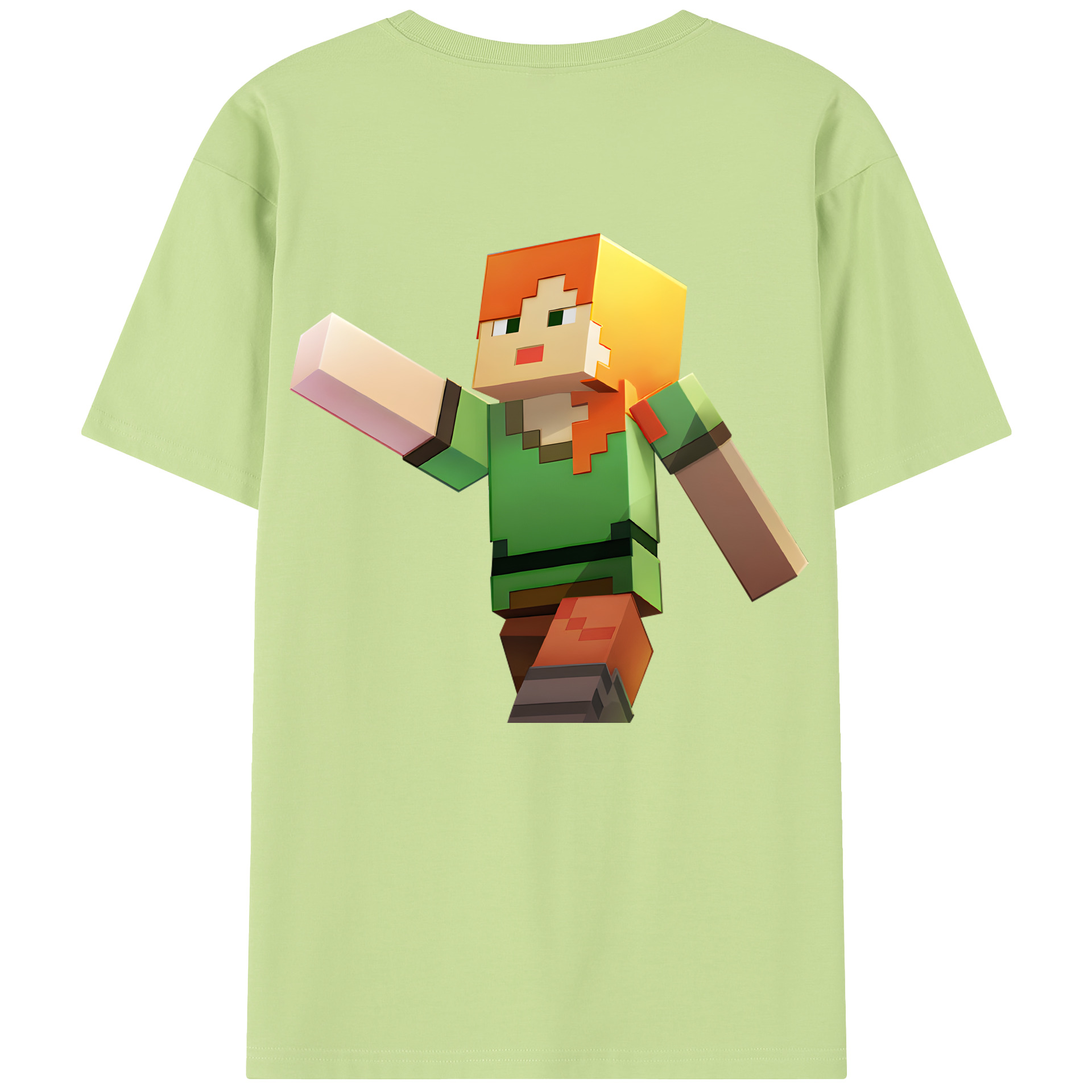 （画像用） マインクラフト ブロックの世界 Minecraft MC Block world 綿100％半袖Tシャツ（背面プリント）